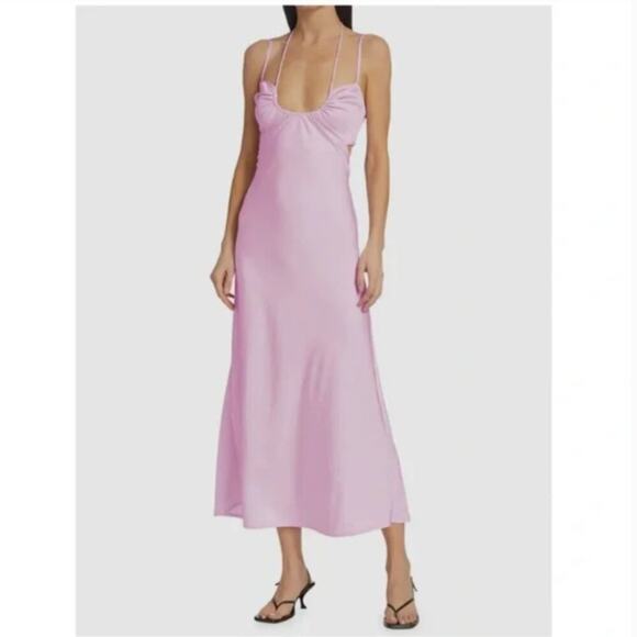 ALC Sienna Pink Satin Midi Dress - Picture 1 of 6